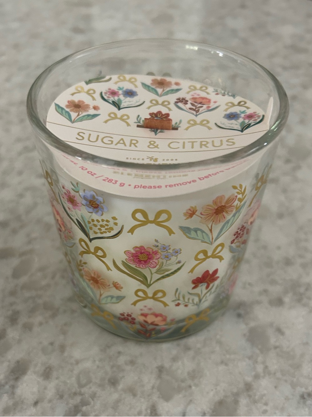 “New” Clementine Floral Scented wood wick 10 oz Candle - Sugar & Citrus